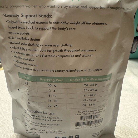 New Motif Medical Pregnancy Support Band, Medium, White - Picture 2 of 7